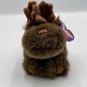 Puffkins Moose 1994 MJC Plush Stuffed Animal‎ Brown PVC Pellets Vintage Toy 6612